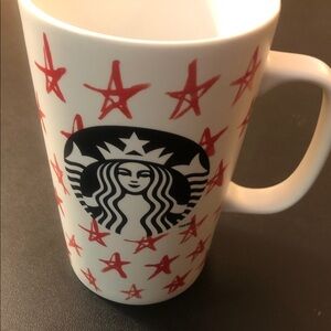 Starbucks White Mug with Red Star Pattern